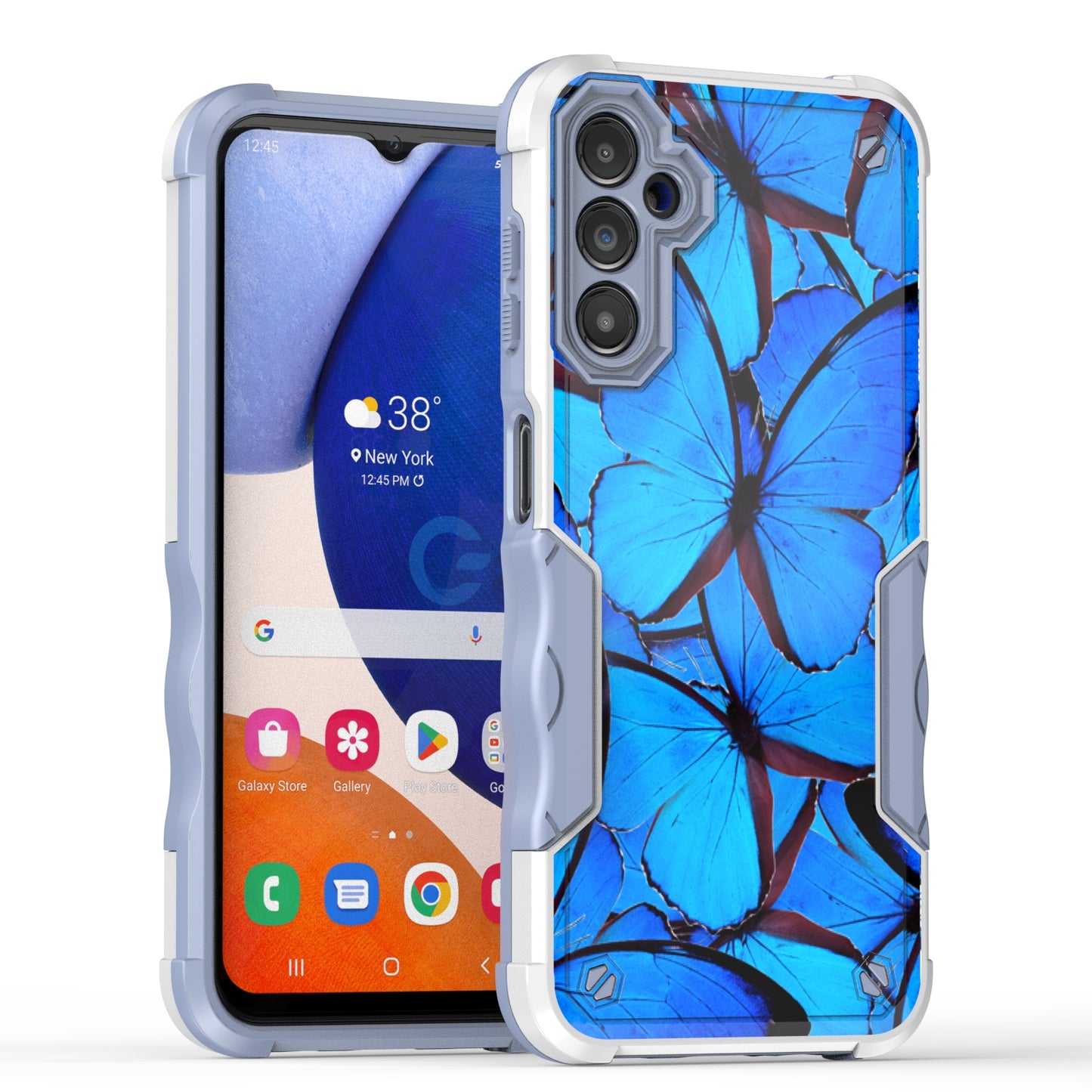 Case For Samsung Galaxy A14 5G Hybrid Grip Design Shockproof Phone Cover - Blue Butterfly