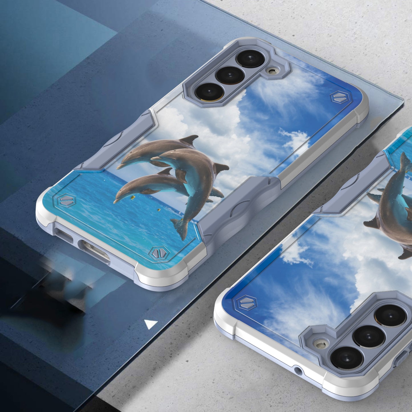 Case For Samsung Galaxy S23 - Hybrid Grip Design Shockproof Phone Cover - Jumping Dolphin