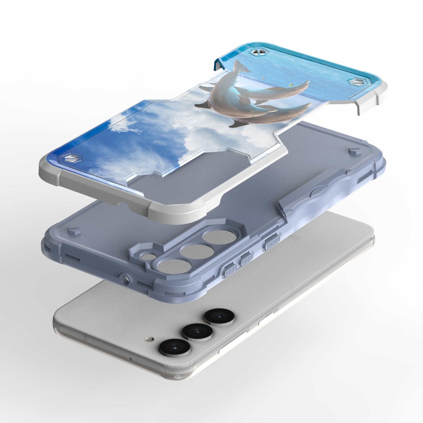 Case For Samsung Galaxy S23 PLUS - Hybrid Grip Design Shockproof Phone Cover - Jumping Dolphin