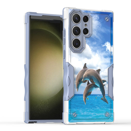 Case For Samsung Galaxy S23 Ultra - Hybrid Grip Design Shockproof Phone Cover - Jumping Dolphin