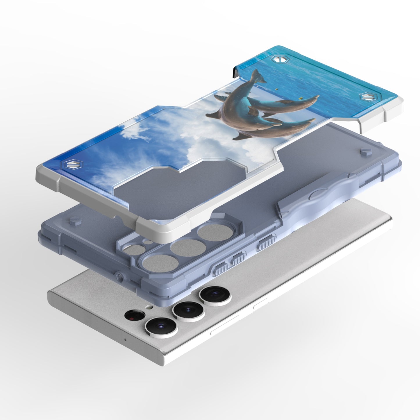 Case For Samsung Galaxy S23 Ultra - Hybrid Grip Design Shockproof Phone Cover - Jumping Dolphin