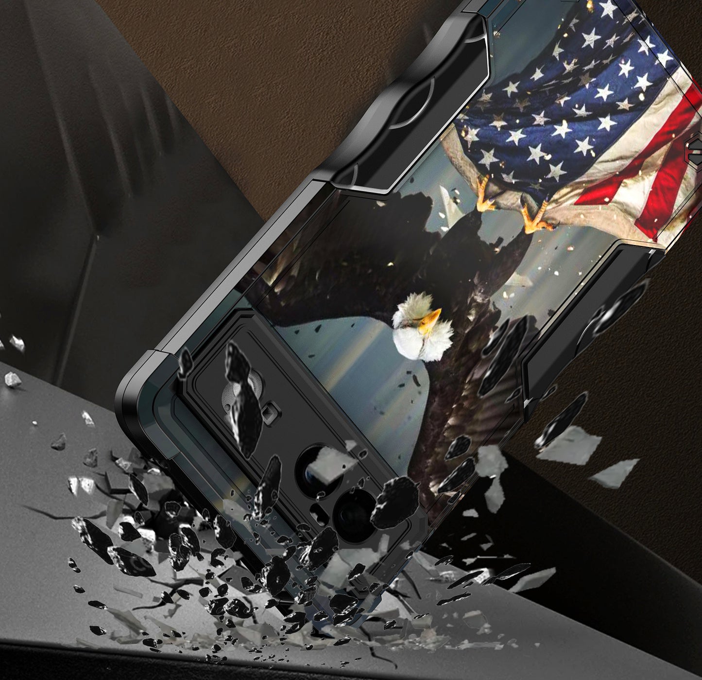 Case For Google Pixel 6 - Hybrid Grip Design Shockproof Phone Cover - American Bald Eagle Flying with Flag