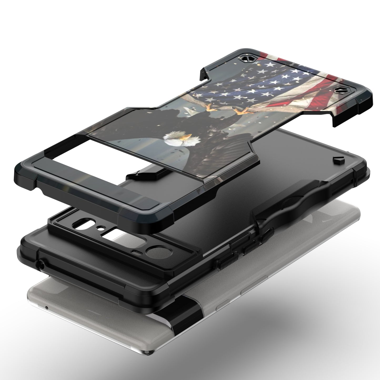 Case For Google Pixel 6 Pro - Hybrid Grip Design Shockproof Phone Cover - American Bald Eagle Flying with Flag