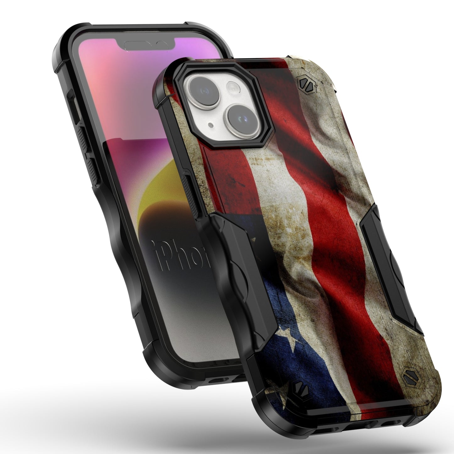 Case For Apple iPhone 15 - Hybrid Grip Design Shockproof Phone Cover - American Flag