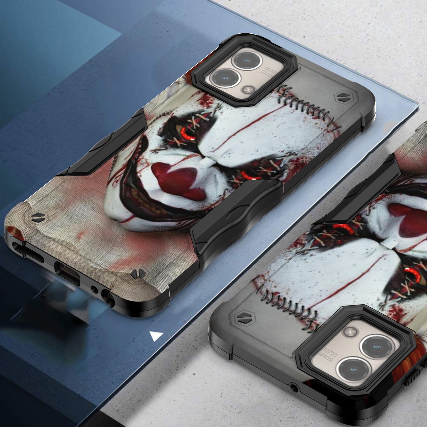 Case For Motorola Moto G Power 5G (2023) - Hybrid Grip Design Shockproof Phone Cover - Creepy Clown
