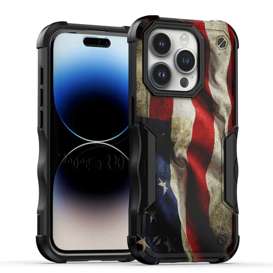 Case For Apple iPhone 15 Pro - Hybrid Grip Design Shockproof Phone Cover - American Flag