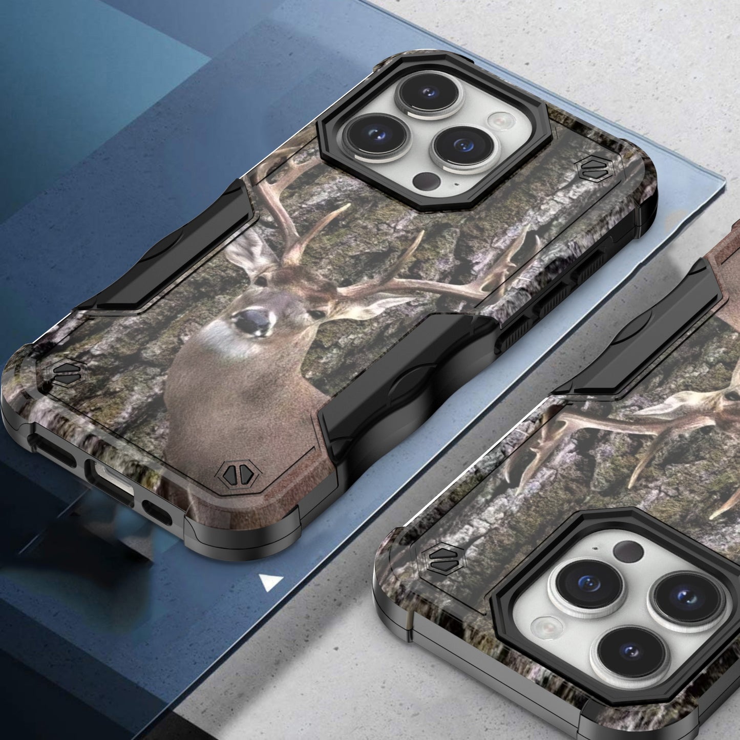 Case For Apple iPhone 15 Pro - Hybrid Grip Design Shockproof Phone Cover - Whitetail Deer