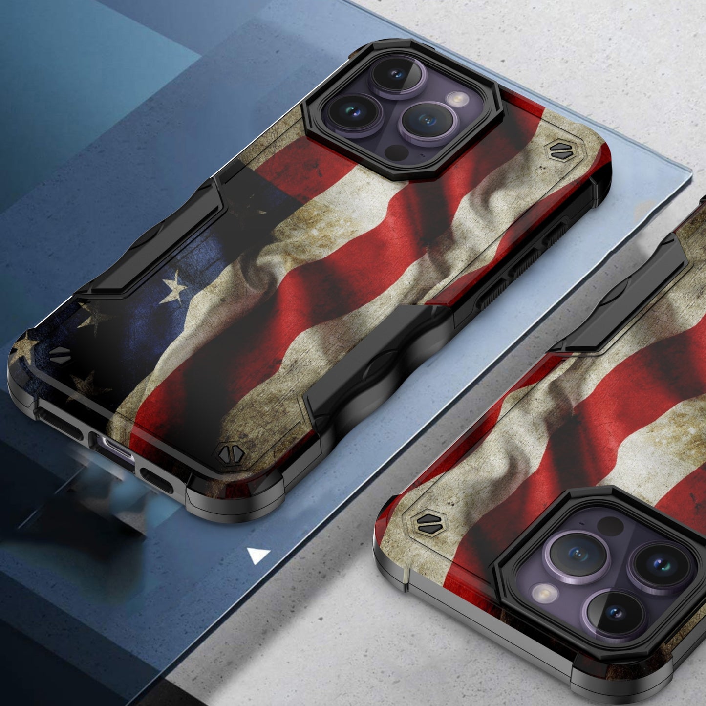 Case For Apple iPhone 15 Pro Max - Hybrid Grip Design Shockproof Phone Cover - American Flag