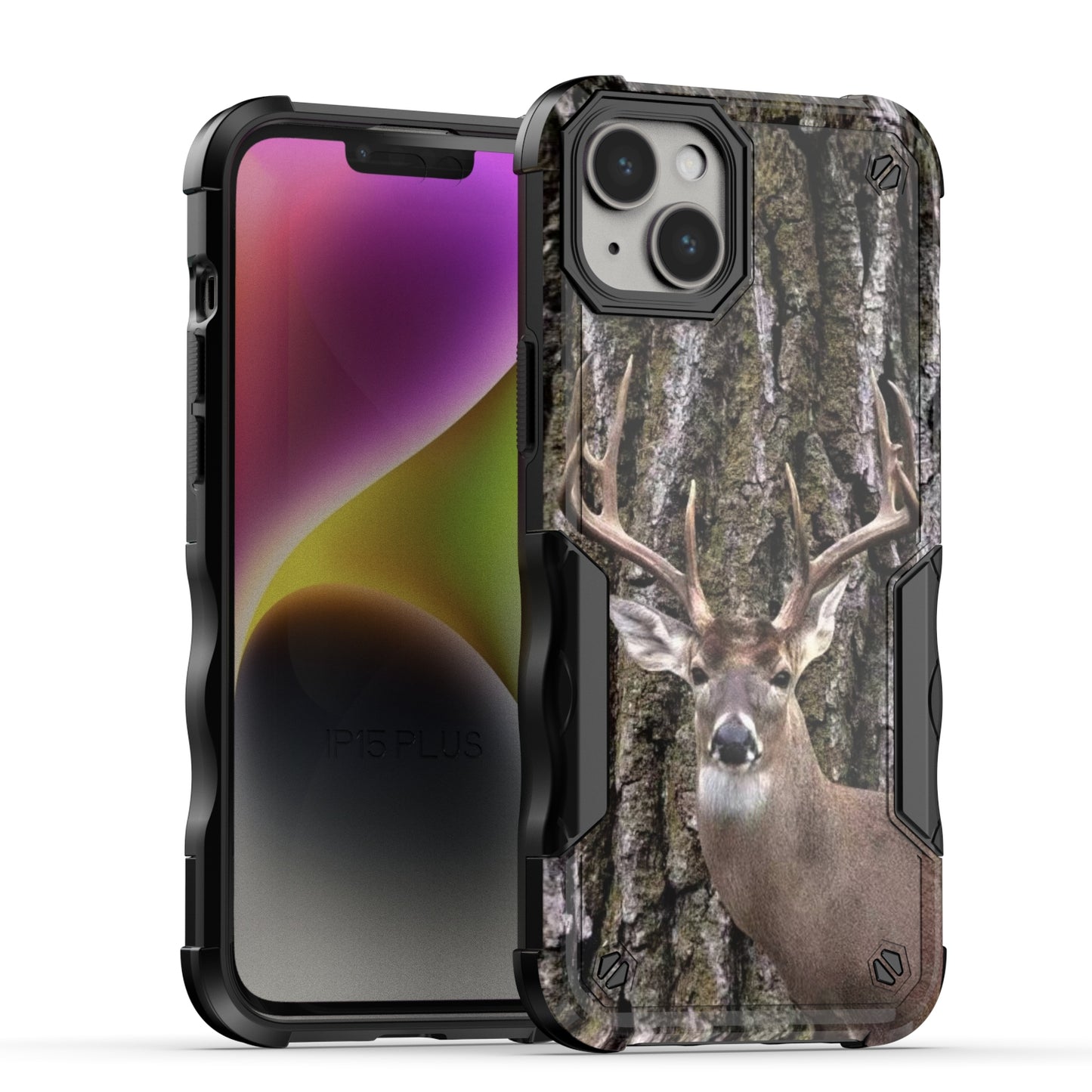 Case For Apple iPhone 15 Plus - Hybrid Grip Design Shockproof Phone Cover - Whitetail Deer