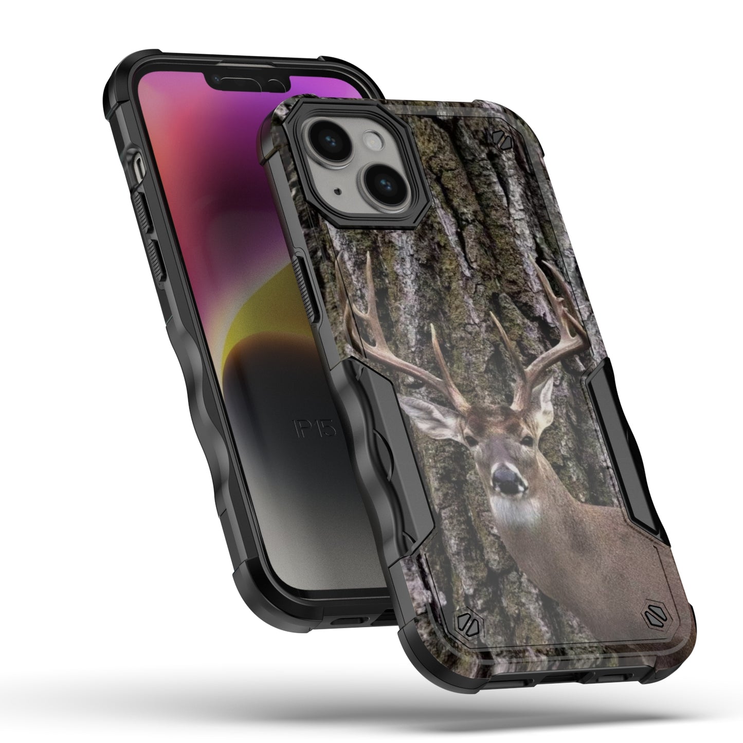 Case For Apple iPhone 15 Plus - Hybrid Grip Design Shockproof Phone Cover - Whitetail Deer