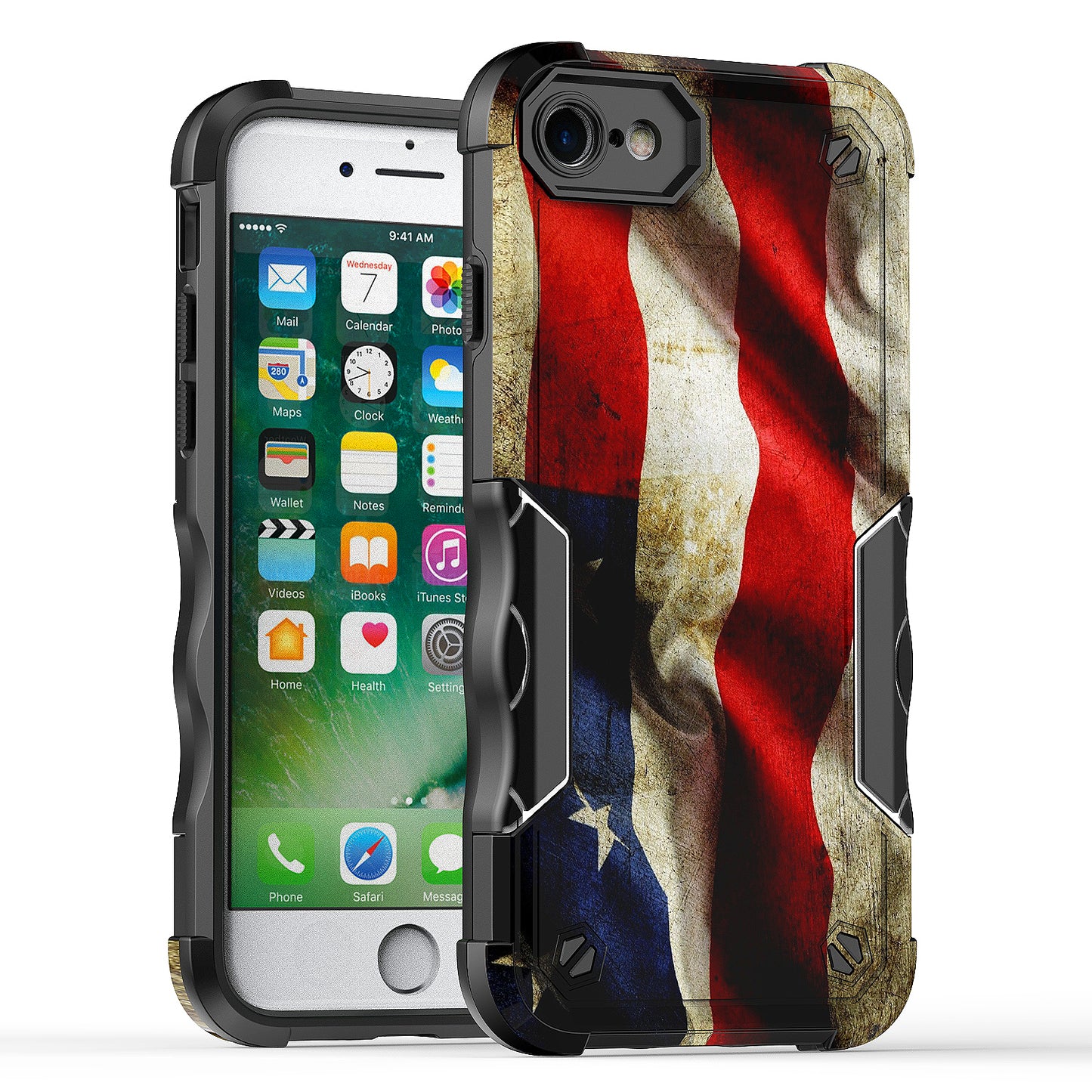 Case For Apple iPhone 7 - Hybrid Grip Design Shockproof Phone Cover - American Flag