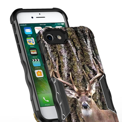 Case For Apple iPhone 8 - Hybrid Grip Design Shockproof Phone Cover - Whitetail Buck
