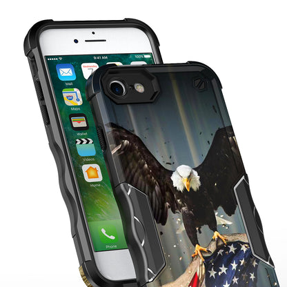 Case For Apple iPhone 6s - Hybrid Grip Design Shockproof Phone Cover - American Bald Eagle Flying with Flag