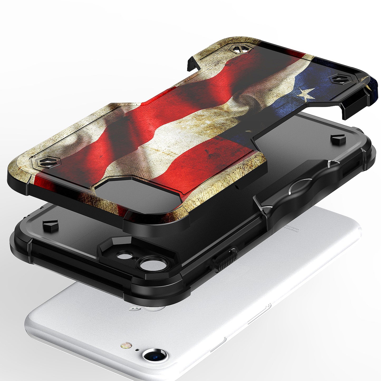 Case For Apple iPhone 7 - Hybrid Grip Design Shockproof Phone Cover - American Flag