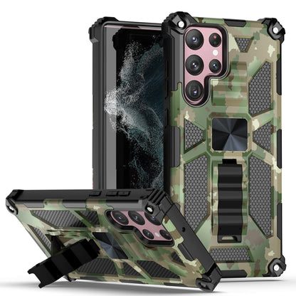 Case For Samsung Galaxy S22 ULTRA - Military Style Kickstand Phone Cover - Army Camo Green