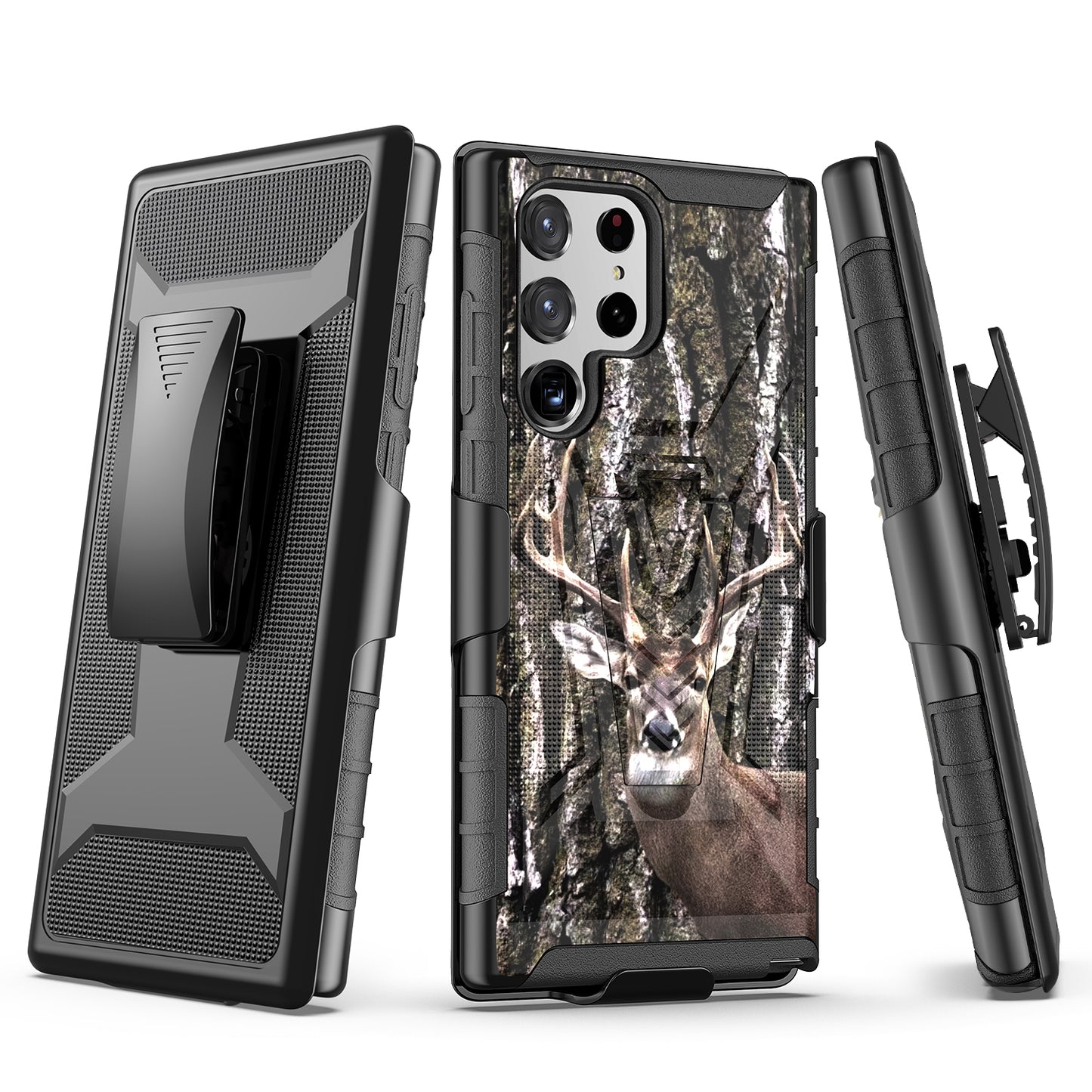 Case For Samsung Galaxy S22 - Holster Clip Case Combo Phone Cover - Whitetail Buck