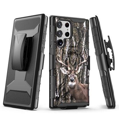 Case For Samsung Galaxy S22 PLUS - Holster Clip Case Combo Phone Cover - Whitetail Buck