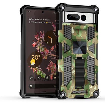 Case For Google Pixel 7 Pro - Military Style Kickstand Phone Cover - Army Camo Green