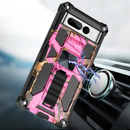 Case For Google Pixel 7 Pro - Military Style Kickstand Phone Cover - Hunting Camo Pink