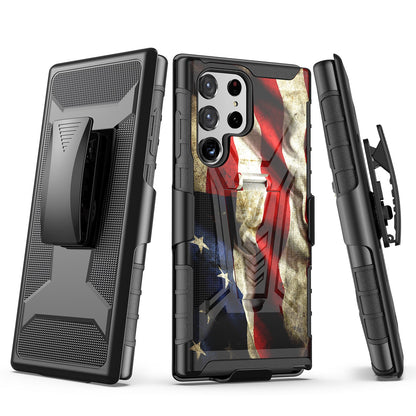 Case For Samsung Galaxy S22 PLUS - Holster Clip Case Combo Phone Cover - American Flag