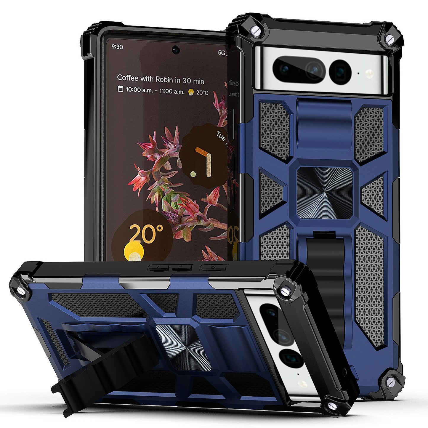 Case For Google Pixel 7 Pro - Military Style Kickstand Phone Cover - Blue