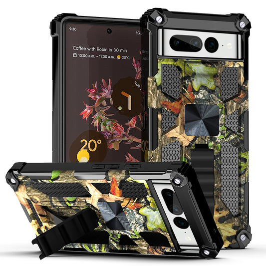 Case For Google Pixel 7 Pro - Military Style Kickstand Phone Cover - Hunting Camo Green