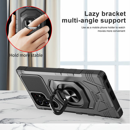 Case For Samsung Galaxy S22 ULTRA - Rugged Armor Ring Stand Phone Cover - Black