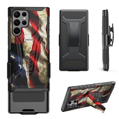 Case For Samsung Galaxy S23 PLUS - Holster Clip Case Combo Phone Cover - American Flag