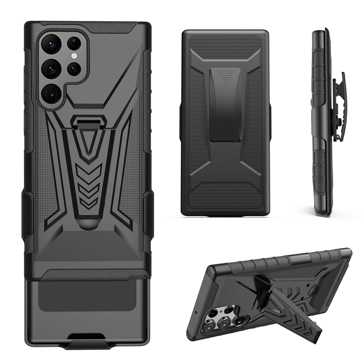 Case For Samsung Galaxy S22 ULTRA - Holster Clip Case Combo Phone Cover - Black