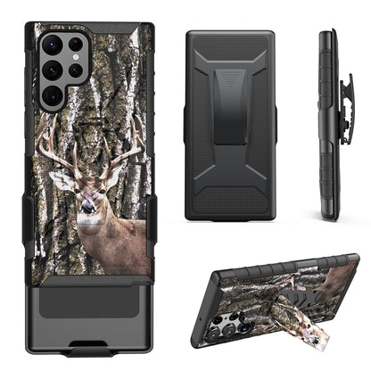 Case For Samsung Galaxy S22 PLUS - Holster Clip Case Combo Phone Cover - Whitetail Buck