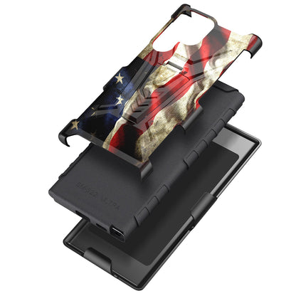 Case For Samsung Galaxy S22 PLUS - Holster Clip Case Combo Phone Cover - American Flag