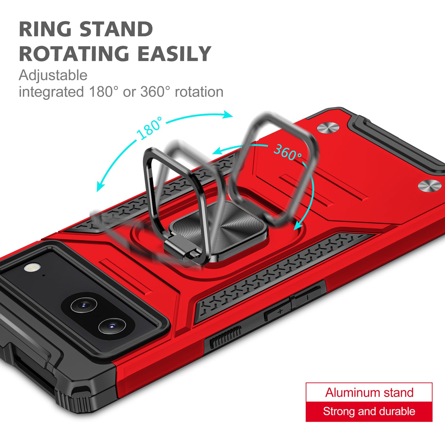 Case For Google Pixel 7 Shockproof Ring Stand Phone Cover - Red