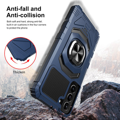 Case For Samsung Galaxy S22 - Rugged Armor Ring Stand Phone Cover - Blue