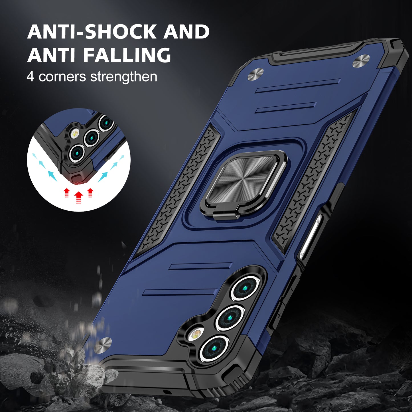 Case For Samsung Galaxy A14 5G Shockproof Ring Stand Phone Cover - Blue
