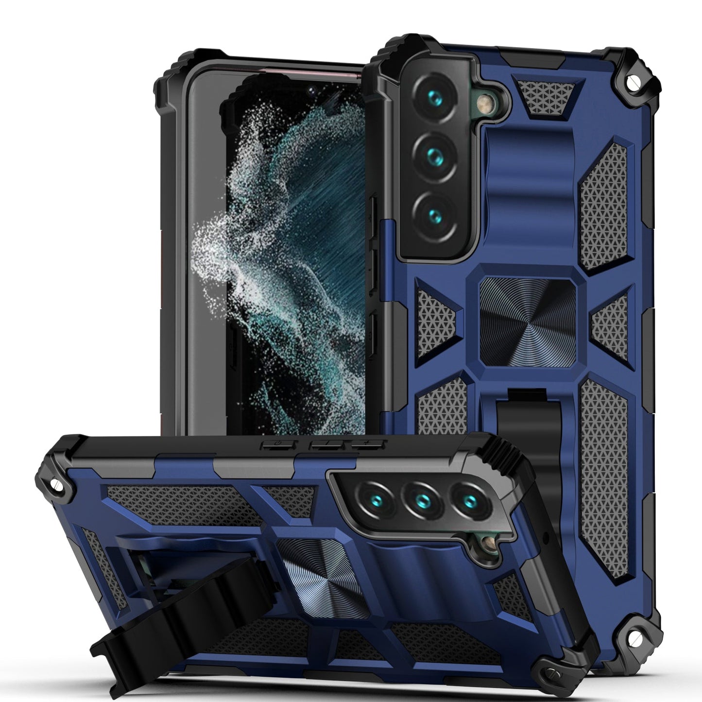 Case For Samsung Galaxy S22 - Military Style Kickstand Phone Cover - Blue