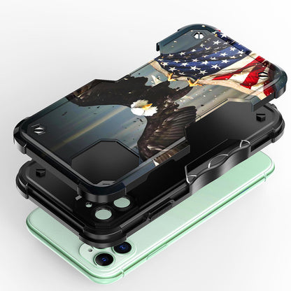 Case For Apple iPhone 11 Pro - Hybrid Grip Design Shockproof Phone Cover - American Bald Eagle Flying with Flag