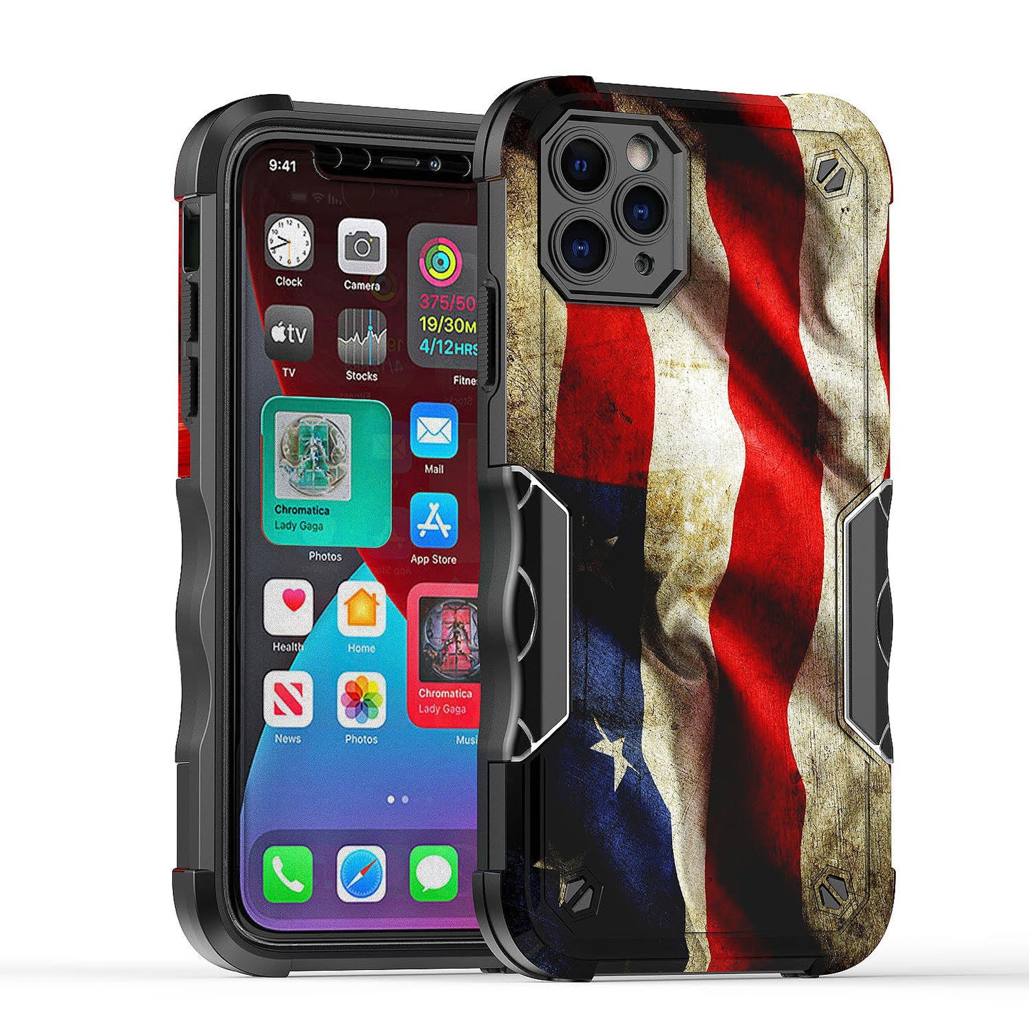 Case For Apple iPhone 11 Pro - Hybrid Grip Design Shockproof Phone Cover - American Flag