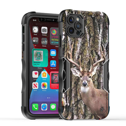 Case For Apple iPhone 12 Pro - Hybrid Grip Design Shockproof Phone Cover - Whitetail Buck