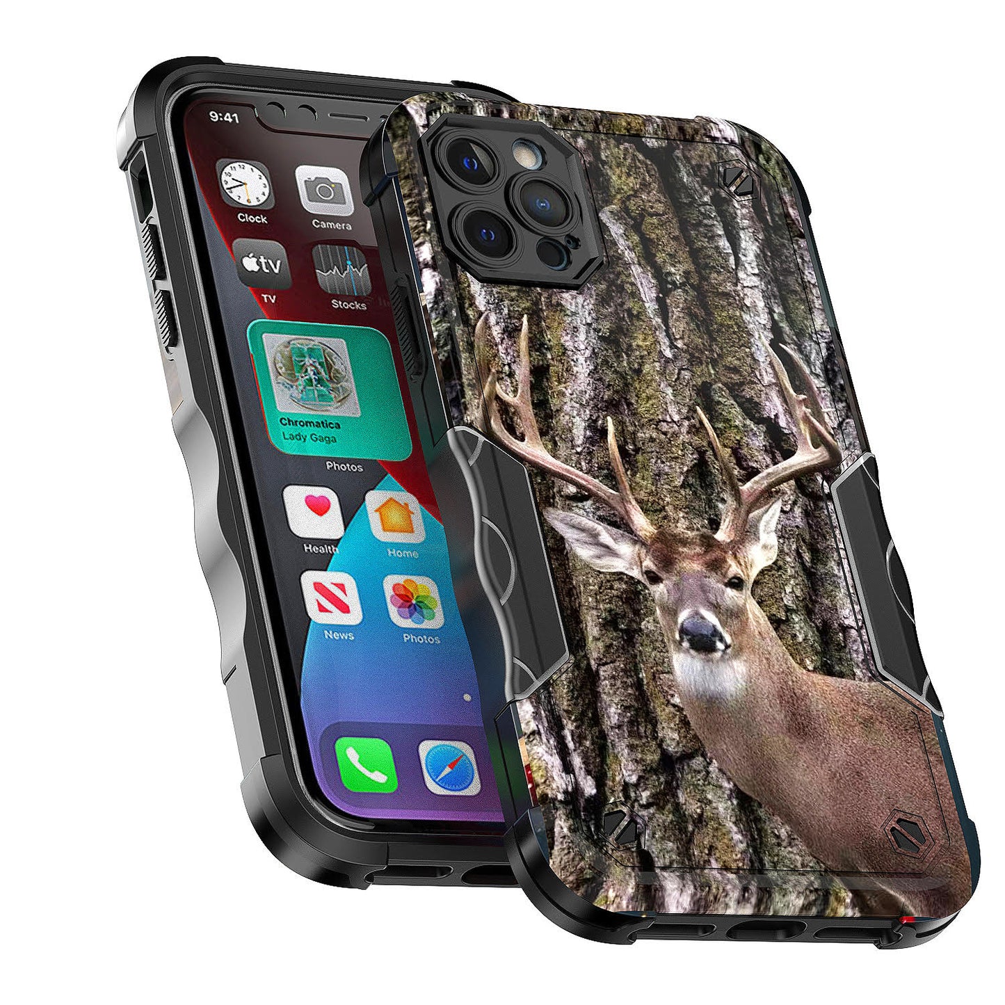 Case For Apple iPhone 12 Pro - Hybrid Grip Design Shockproof Phone Cover - Whitetail Buck