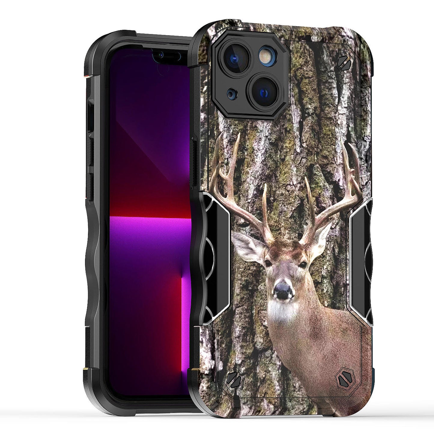 Case For Apple iPhone 14 Plus - Hybrid Grip Design Shockproof Phone Cover - Whitetail Buck