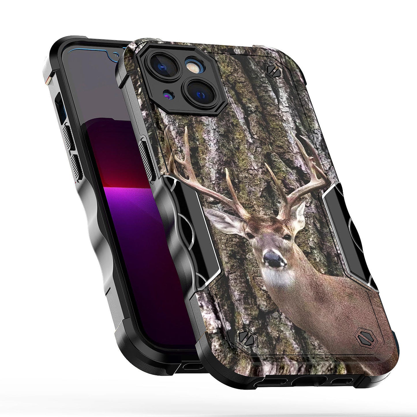 Case For Apple iPhone 13 - Hybrid Grip Design Shockproof Phone Cover - Whitetail Buck