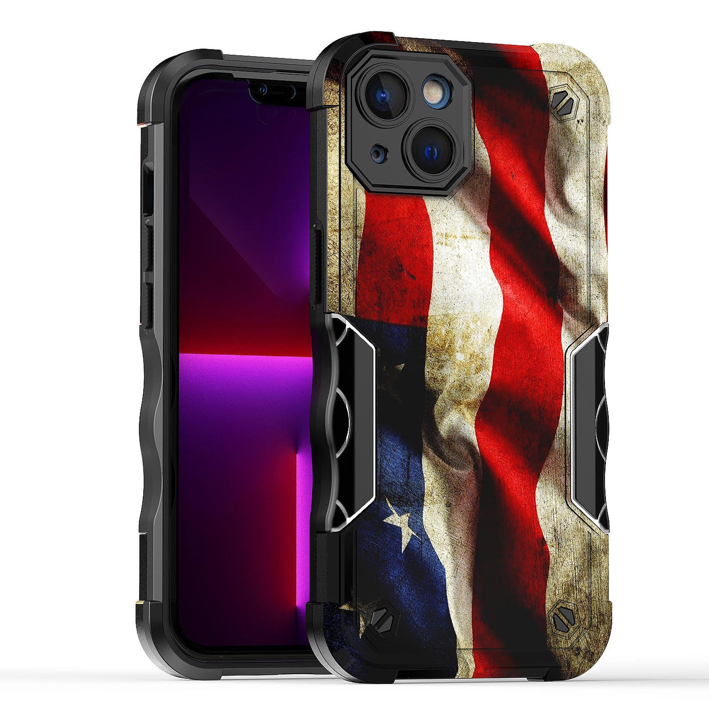 Case For Apple iPhone 13 Mini - Hybrid Grip Design Shockproof Phone Cover - American Flag