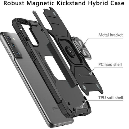 Case For Samsung Galaxy S22 PLUS - Shockproof Ring Stand Phone Cover - Black