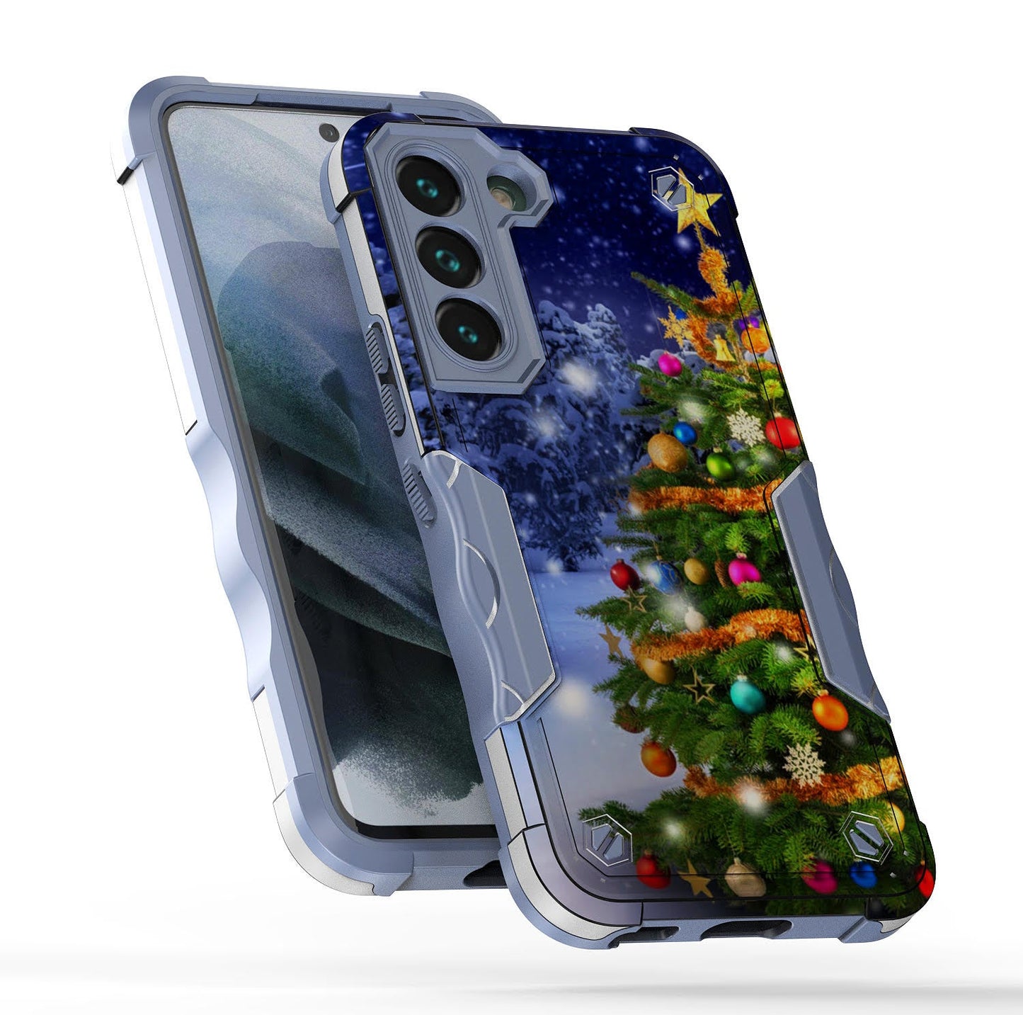 Case For Samsung Galaxy S22 - Hybrid Grip Design Shockproof Phone Cover - Christmas Tree