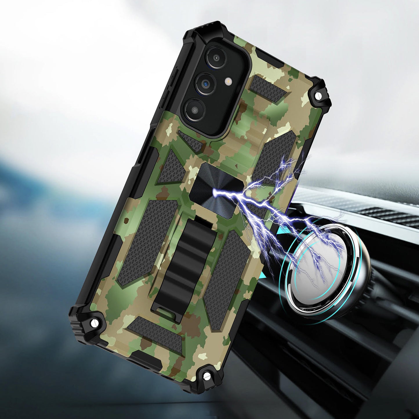 Case For Samsung Galaxy A14 5G Military Style Kickstand Phone Cover - Army Camo Green
