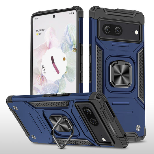 Case For Google Pixel 7 Shockproof Ring Stand Phone Cover - Blue