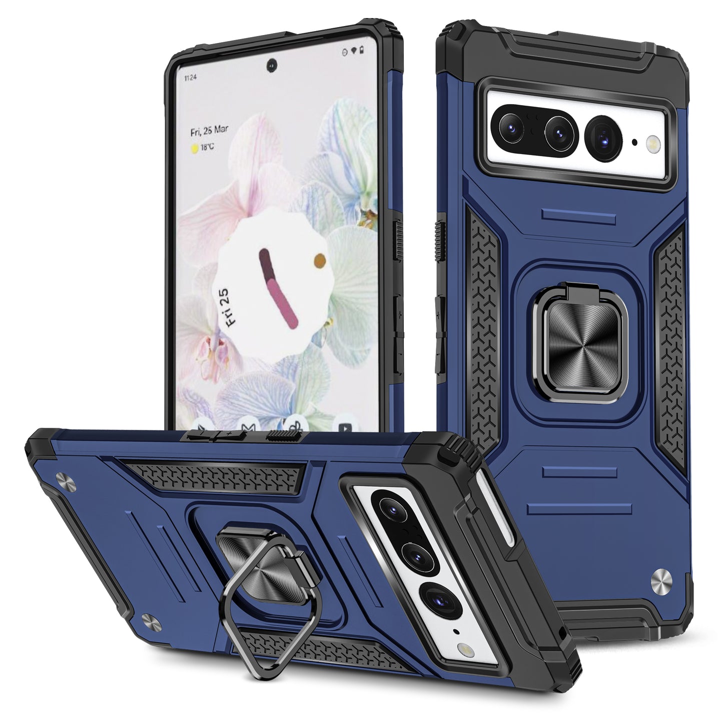 Case For Google Pixel 7 PRO - Shockproof Ring Stand Phone Cover - Blue
