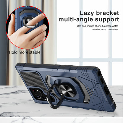 Case For Samsung Galaxy S22 ULTRA - Rugged Armor Ring Stand Phone Cover - Blue
