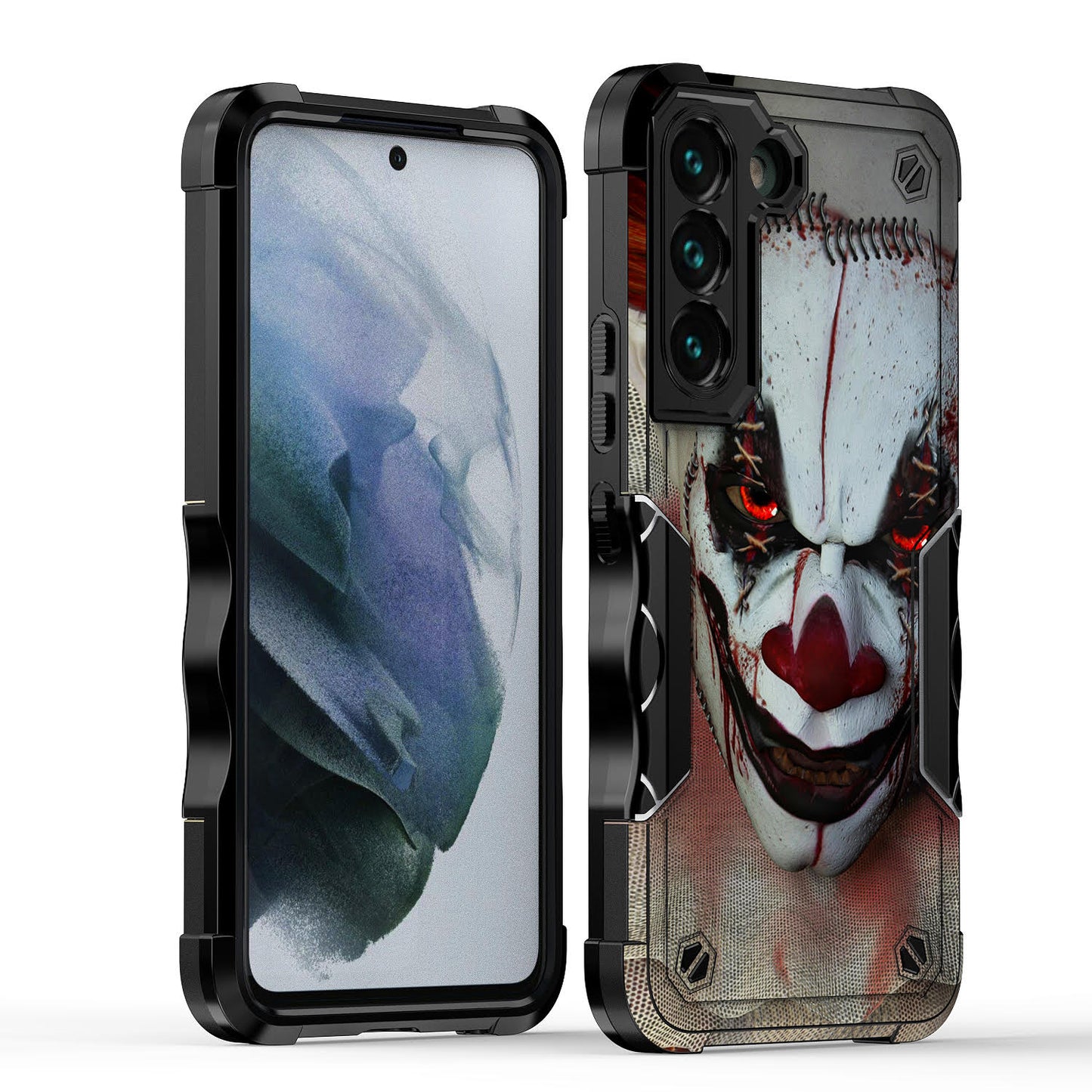 Case For Samsung Galaxy S22 - Hybrid Grip Design Shockproof Phone Cover - Creepy Clown