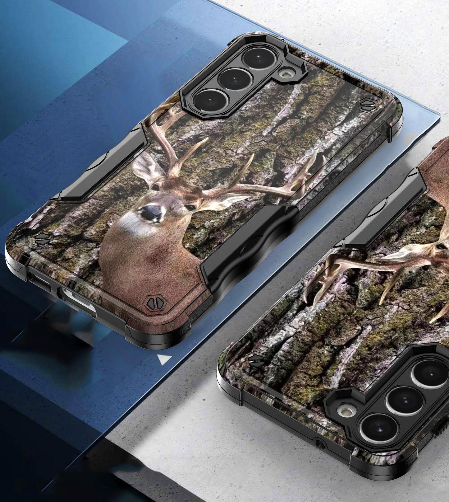 Case For Samsung Galaxy S23 PLUS - Hybrid Grip Design Shockproof Phone Cover - Whitetail Deer